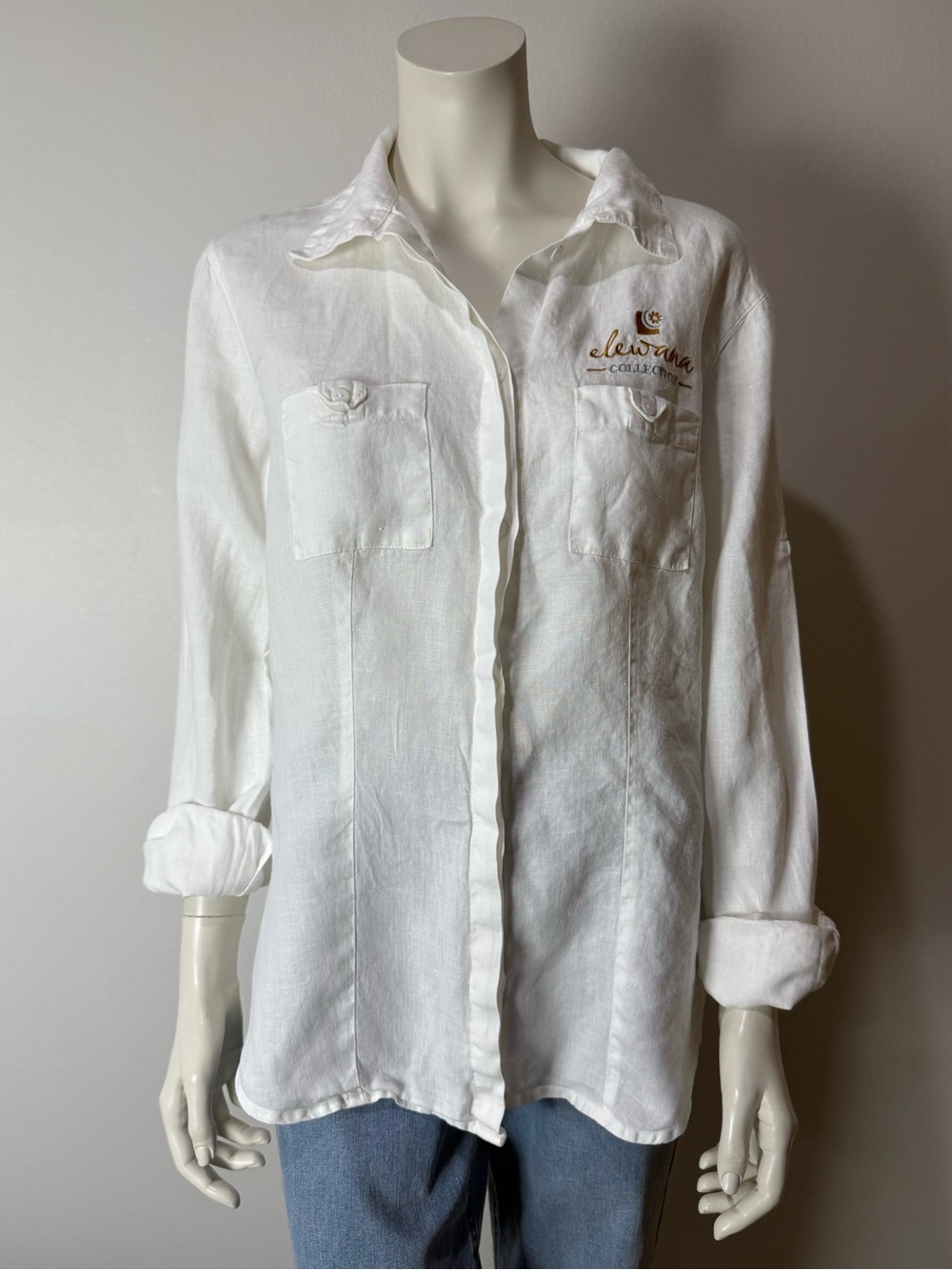 Elewana Collection Safari 100% Linen Button Down Top Women’s Size 36